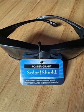 Foster Grant Solar Shield Polarized Black Wrap Sunglass Shield